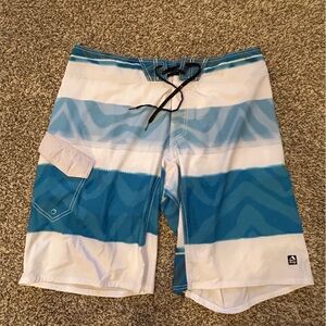 Reef Ocean Blue and White Swim Shorts